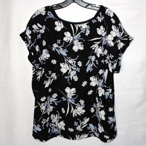 Worthington Petite PXL Black Floral Blouse